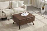 Mid-century modern square coffee table storage bench, assembled, suitable for living room, entryway W1539P269658