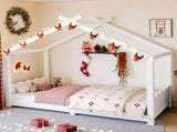 Twin House Floor Bed with Support Slats, Solid Wood House Bed Frame for Kids, No Box Spring Needed 37856201