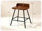 Set of 2 Walnut Wooden Counter Stool with Footrest & Adjustable Anti-Slip Feet, Industrial Modern 54552474