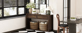 TREXM 55" Console Table, Rustic Wooden Entryway Table with Storage Drawers and Open Shelf, Elegant N715P235096D