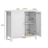 White Double Door Storage, Mid-Century Modern Freestanding Buffet, Bathroom Storage W1706P324561