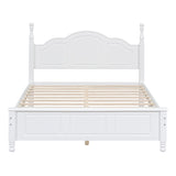 Full Size Wood Platform Bed Frame,Retro Style Platform Bed with Wooden Slat Support,White WF308186AAK