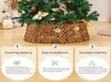 Handcrafted Openwork Woven Hyacinth Wicker Christmas Tree Collar - Rattan Xmas Tree Skirt & Stand 55437272