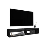 TV Stand 10.4" H, with 2 Shelves, Black B097P250856