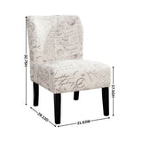 Capa English Letter Print Fabric Armless Contemporary Accent Chair T2574P164260