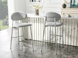 Set of 2 Modern Bar Stools, CurvedBack PU Leather Upholstered Counter Chairs, Metal Frame with W1151P433264