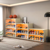 Off white LED light shoe box three layers with glass doors 36149412