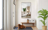 60*36" Oversized Modern Rectangle Bathroom Mirror with walnut Frame Decorative Large Wall Mirrors W708P297589