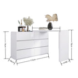 ZNTS Extended Desktop 6 Drawers Chest of Drawer without Handle White Color Vanity W2139134917