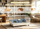 35"35"25" Rolling Small Animal Cage with Water Bottle Hay Feeder Food Dish for Rabbits Hedgehogs 45270649