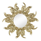 38" Sunburst Metal Decorative Mirror with Gold Finish, Boho Wall Decor Sun Mirror for Living Room W2078124327