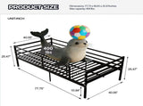 Twin Size Metal Bed Frame for Kids, Low Profile Platform Bed with Surrounding Guardrails and Metal W5635P548292