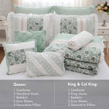 9 Piece Cotton Percale Comforter Set Aqua Queen B03596964