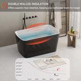 49'' Acrylic Freestanding Soaking Bathtub, Square-shape Japanese Soaking Hot Tub with Chrome W1573P210469