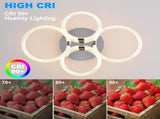 Modern LED Flush Mount Ceiling Light with Dimmable Remote Control, 6Rings Acrylic for Bedroom, 98567404