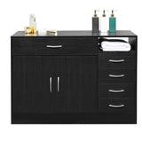 ZNTS FCH MDF With Triamine Double Doors And Five Drawers Bathroom Cabinet Black 42835201