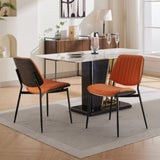 A&A Furniture, Dining Chairs Set of 2 Mid Century Modern Retro Faux Leather Chair with Walnut W1143P191788