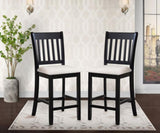 Casual Seating Black Finish Chairs Set of 2 Rubberwood Transitional Slatted Back Design Dining Room W2170140356
