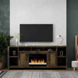 84 inch Electric Fireplace TV Stand for TVs up to 95 inches, Minimal Assembly, Barnwood Finish GL-B108P160232
