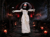 5.7ft Spooky Ghost Bride Animatronic with Withered Rose & Tattered Veil, Life Size Halloween Decor 74836217