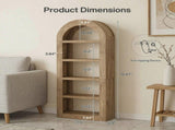70.9 Inch 5 Tier Arched Bookcase with Display Shelves, Bookshelf Organizer 00727333