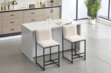 Modern Dining Chairs set of 2, Upholstered Linen cushions and backrest with minimalist craft iron W1249P257008