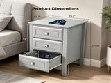 () Modern 3-Drawer Nightstand Spray-painted MDF 15.7*15.7*23.62in Grey 92566286