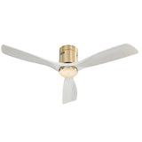 52 Inch Low Profile Ceiling Fan DC 3 Solid Wood Fan Blade Noiseless Reversible Motor Remote Control W934107777
