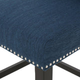 Vienna Contemporary Fabric Tufted Wingback 31 Inch Counter Stools, Set of 2, Navy Blue and Dark 64856.00NBLU