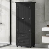 ZNTS Tall Storage Cabinet with Two Drawers for Bathroom/Office, Black WF299284AAB