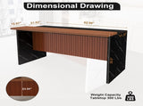 63" Modern Kitchen Island with Marble-Look Surface, LED Lights & Grille Design for Dining Room, W2699P365915