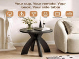 Round Side, 23.6 Inch Circular End with Curved Cross Legs, Melamine Laminated MDF Accent 72250906