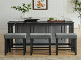 59 Inch Bar, Dining, Sofa with Power Outlet, 3 Upholstered Stools, 4 Piece Bar 64149332