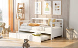 Twin Size Daybed Wood Bed with Twin Size Trundle,White WF295030AAK