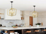4-Light Farmhouse Kitchen Chandeliers, Vintage Cage Light Fixture Adjustable Height Chandeliers for W1592P230613