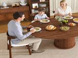 59" Extendable Oval Dining Table Set with 4 Walnut Chairs, 47-59" Rail-Free Expandable Table & 50928517