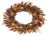 24" Pre-Lit Christmas Wreath - 35 Warm White LEDs6 Pine Cones, 105 Branch Tips 32688363