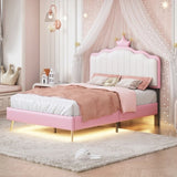 ZNTS Twin size Upholstered Princess Bed With Crown Headboard,Twin Size Platform Bed with Headboard and WF315552AAH