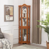 Curio Lighted Glass Display Curio w/Tempered Glass Doors and Shelves, Crown Corner W2275P178902