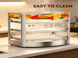 Food Warmer Cabinet with Curved Tempered Glass, Commercial Heated Display, 3 Tier Stainless Steel, 54462682