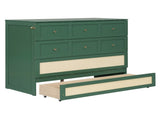 Full Size Murphy Bed with Large Drawers,Green N708P336203F
