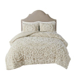 Tufted Cotton Chenille Medallion Comforter Set Taupe King/Cal King B03597176