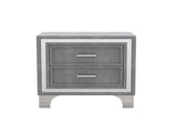 2-Drawer Nightstand with Metal Legs for Bedroom, Mid Century Nightstand Fully Assembled Except Legs N733P183659E
