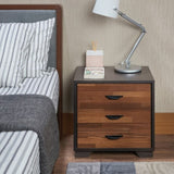 Walnut and Espresso 3-drawer Rectangular Accent Table B062P181403