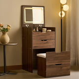 3 in 1 Vanity Desk with Flip Top Mirror, Small Make Up Vanity Set with Visible Glass Desktop, T3685P338703