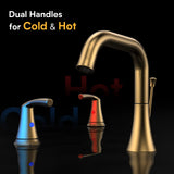 Bathroom Faucet 3 Hole - Sink Faucet 2-Handle 3-Hole, Brushed Gold Widespread 8 Inch 30692445