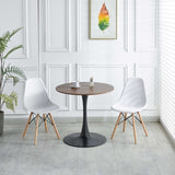 31.5"BLACK AND WALNUT Tulip Table Mid-century Dining Table for 2-4 people With Round Mdf Table Top, W234P143406