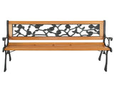 49" Garden Bench Patio Porch Chair Deck Hardwood Cast Iron Love Seat Rose Style Back 80193366