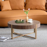 Modern Handcraft Drum Coffee Table 31.5 inch Round Coffee Table for Living Room,Small Coffee Table W2582P167673