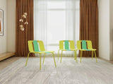 Summer - 4-Pack Modern Striped Color Block Chairs Indoor/Outdoor PP Plastic Seat & Sturdy Metal W3450P447384